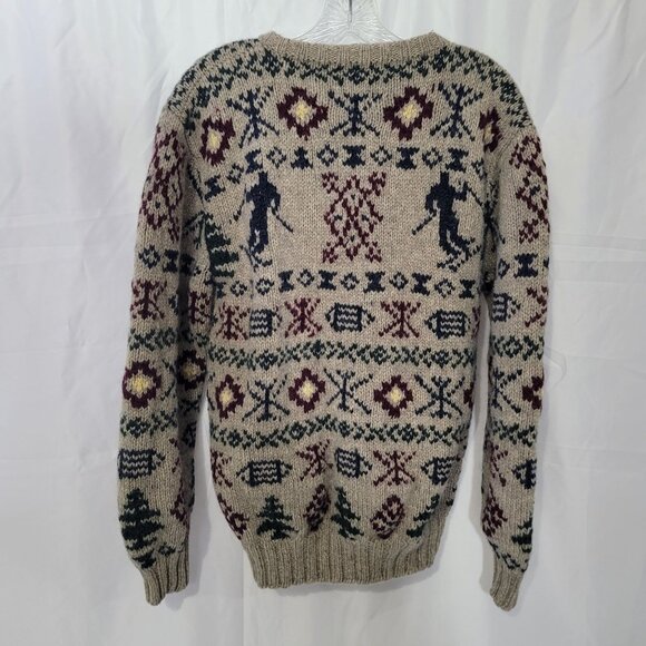 Vintage 1980's Polo By Ralph Lauren Men's Hand Knit Wool Ski Sweater Size M - Picture 2 of 11